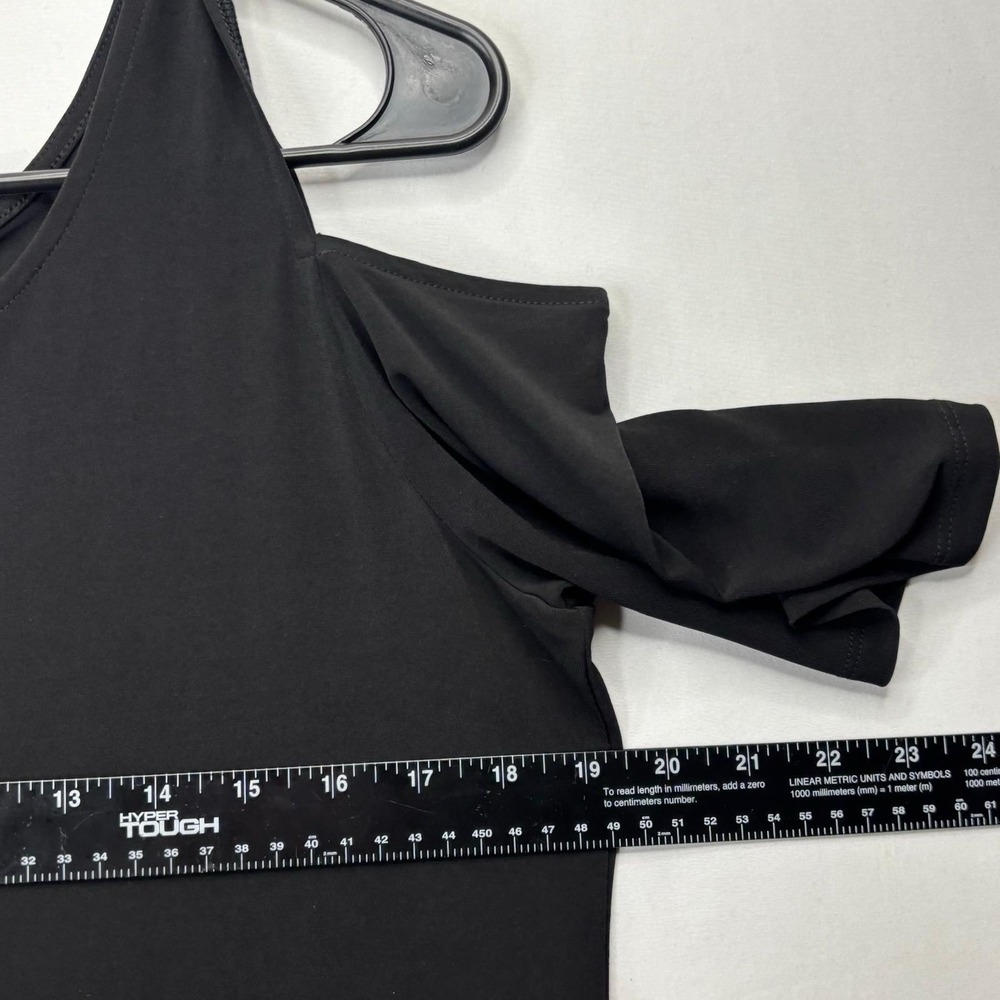 Chicos Size 1 Black Cold Shoulder Dress Womens Stretch Short Sleeve Maxi - Picture 8 of 12